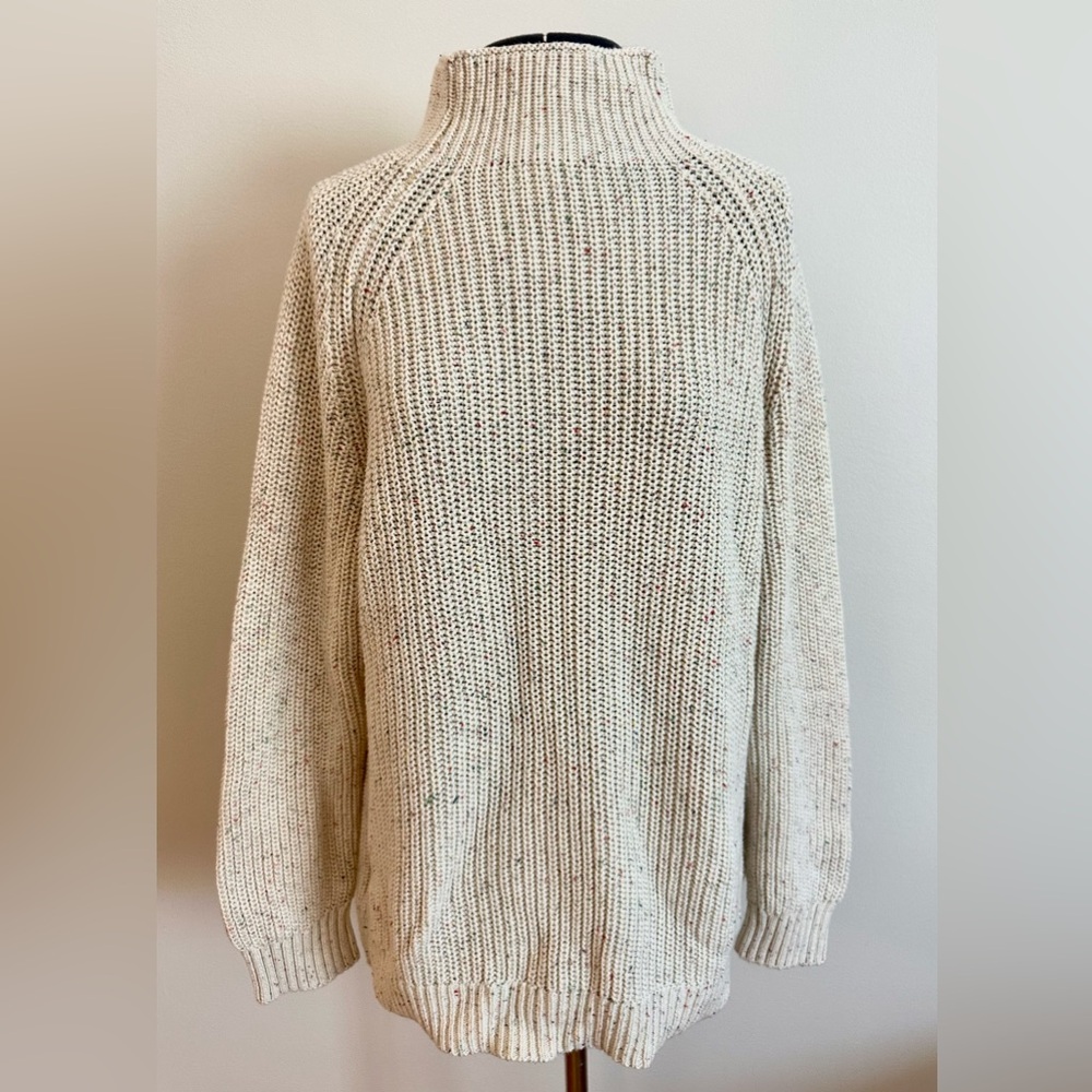 Cream Multicolor Speckled Knit Sweater Plus Size